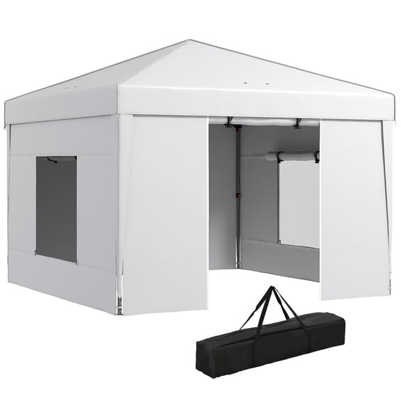 SSyao 9.7'x9.7' Adjustable Pop Up Canopy w/ Windows Reflective Top-White
