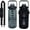 Star sign, variant on 64 oz Water Bottle with Straw Sleeve & Strap Motivational Half Gallon Water Jug with Handle for Gym Women Men Aesthetic Water Bottle with Strap Black Mushroom