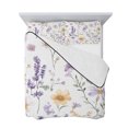thumbnail image 7 of Purple Yellow Flowers Twin Size Down Alternative Comforter, Lightweight Comforter Quilt Bedding Set with Pillow Shams Spring Pastoral Botanical Floral All Seasons Bed Comforter Duvet Insert 68"x86", 7 of 7