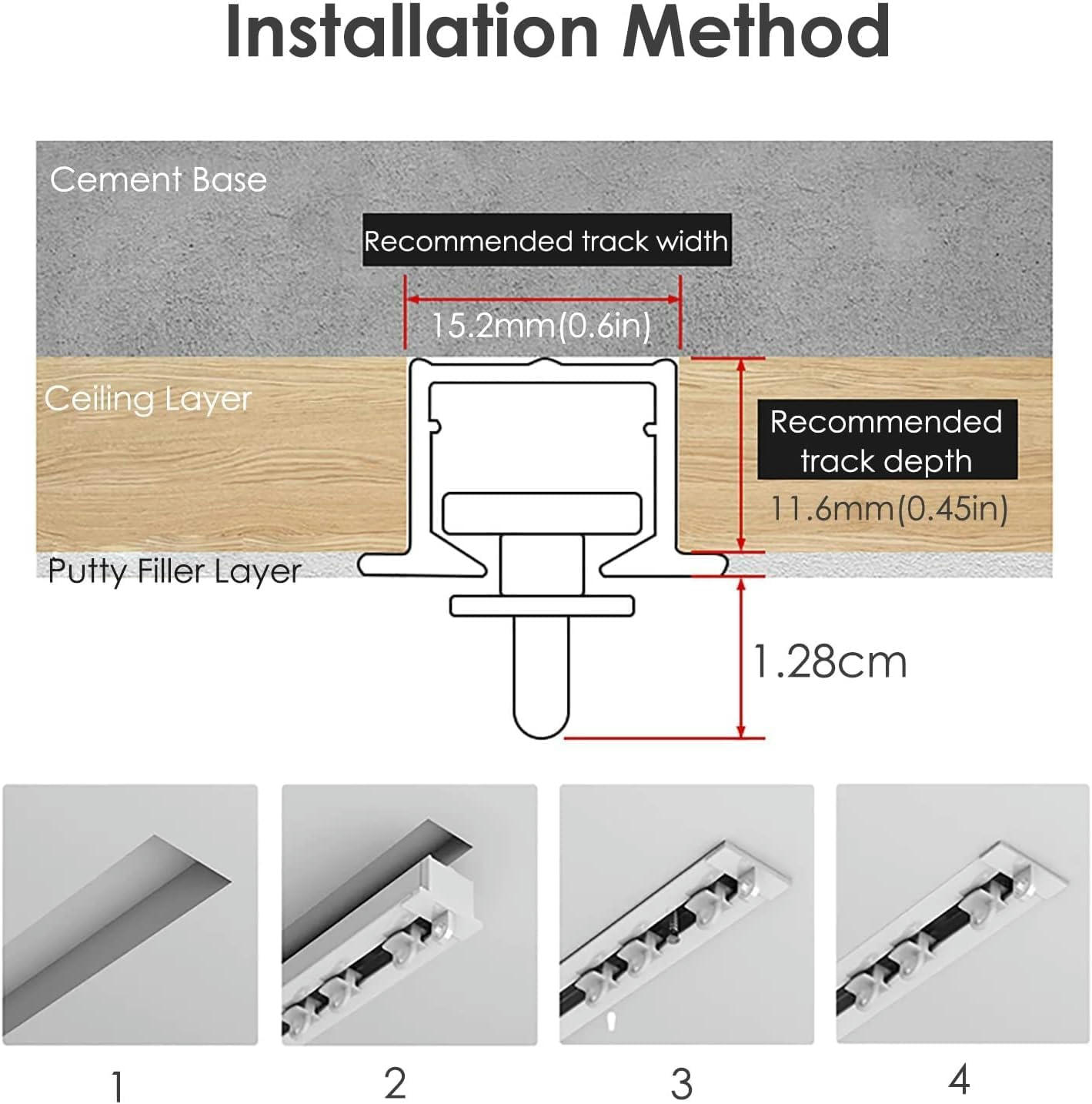 GXCZ Embedded Invisible Curtain Track Room Divider Curtain Rods, Aluminium Ceiling Curtain Rail(White,8m/26.2ft)