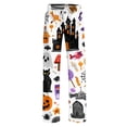 thumbnail image 6 of IYYVV Halloween Pajama Pants Women Cute Funny Pumpkin Print Pajamas Palazzo Casual Elastic Waist Palazzo Pants Fall Pajamas 2026 Purple XL, 6 of 7