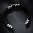 thumbnail image 6 of Leather Bracelet for Men Braided Cuff Wristband Stainless Steel Clasp in Silver and Gold Jewellery Gift, 6 of 6