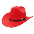 thumbnail image 2 of XIAOCHA Men Buckle‑Belt‑Accent Cowboy Hat Solid Horse‑Riding Farm Cowgirl Hat,RD1, 2 of 3