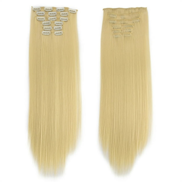 RKSTN Perruques Cheveux Humains Mode Cheveux Longs Extensions de Cheveux à Clip Perruque Lisse Complète Perruques Sans Colle