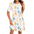 thumbnail image 2 of Viikei Womens Summer Dresses under $10,Women's Fashion Round-Neck Short Sleeved Printed Pullover Dress Multicolor M, 2 of 5
