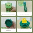 thumbnail image 4 of Yhmxh 20 oz Water Bottle No Straw, BPA Free Portable Clear Bottles with Rope, Wide Mouth Push Pull Cap Leak Proof Plastic Cup with Flip Up Lid, Suit Sports School Travel Office Gym(Green), 4 of 6