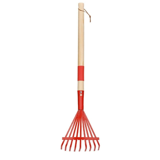 ZTTD Red Rakes for Leaves - 28" Small Rake with Durable Metal Head & Hardwood Handle, Real Lawn Garden Yard Tools for Enjoy Helping Work Gifts (Red)