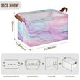 thumbnail image 2 of Foldable Iron Frame Storage Basket Open Basket Bins Versatile Organizer for Laundry Bathroom Closet 16.9” x 11.4” x 10” Pastel Pink Marble Texture, 2 of 7