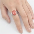 thumbnail image 4 of CHOOSE YOUR COLOR Women's Large Simulated Coral Ring .925 Sterling Silver Band Red CZ Female Size 5, 4 of 4