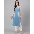 thumbnail image 3 of Janasya Indian Women's Light Blue Denim Solid Straight Kurta, 3 of 8