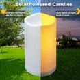thumbnail image 2 of Ceestyle Outdoor Solar Powered Candles - 3.25" x 6" Waterproof LED Flameless Pillar Candle Set,Rechargeable Solar Battery Included,White Resin,Waterproof for Patio Decor - 4 Pack, 2 of 6