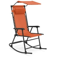 Best Choice Products Foldable Zero Gravity Rocking Patio Chair w Sunshade Canopy Orange by Best Choice Products