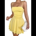 thumbnail image 2 of Vestido de Fiesta de Tirantes Finos en Color Liso para Verano, Amarillo , Talla S, 2 of 7
