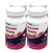 TRUEplus® Glucose Tablets, Raspberry Flavor - 50ct Bottle (4 Bottles)