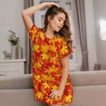 thumbnail image 3 of Daiia Vintage maple leaves autumn Print Women's Nightshirt Soft Nightgowns for Women Short Sleeve dress Short-sleeved Sleepwear, 3 of 6