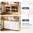 thumbnail image 4 of Pure White Cabinet Curtain 35"Wx35"L, Dustproof Under Sink Skirt with Self Adhesive Tape, Simple Solid Color Cabinet Curtain Cover for Kitchen Sink, Bathroom Vanity, Laundry Room, 4 of 9