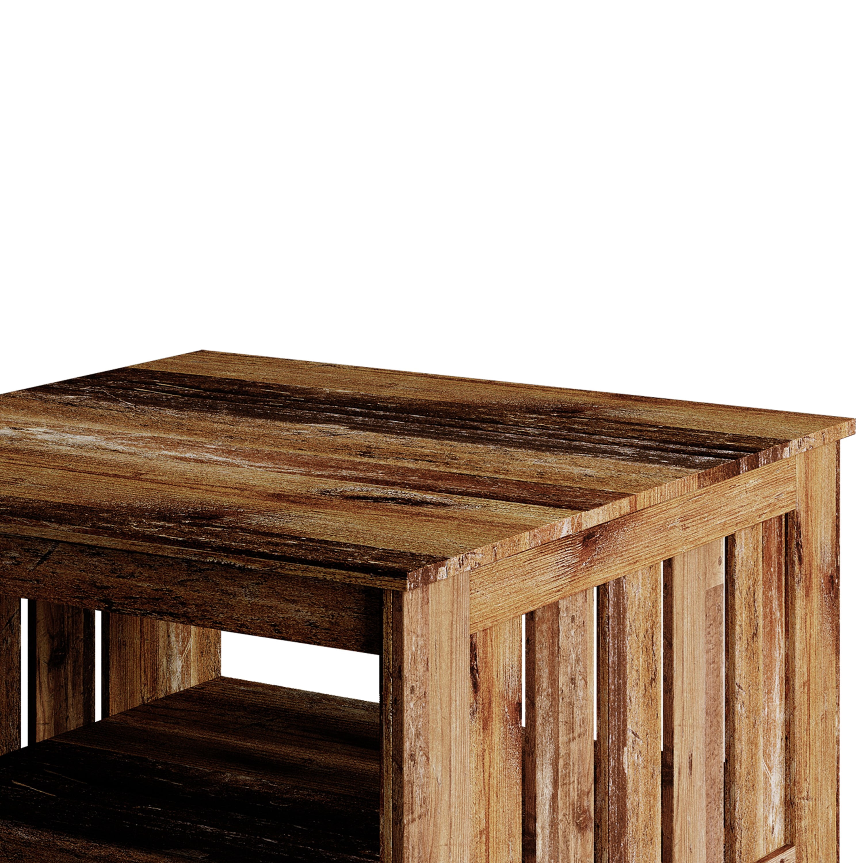 Home Design Nashua 3-Piece Coffee Table Set with Rectangular Coffee Table and 2 Matching End Tables, Modern Open Shelf Design for Living Room, Vintage Oak