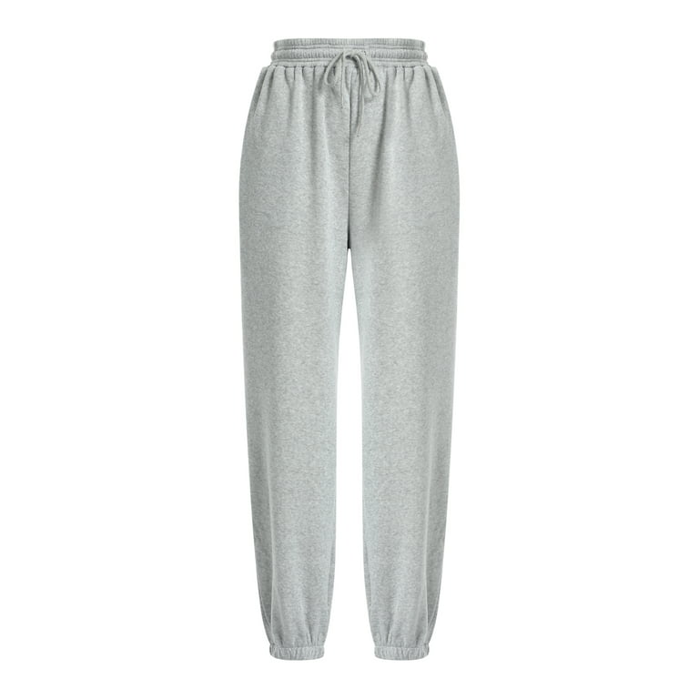 High Waist Fleece Drawstring Womens Gray Sweatpants For Women Stacked Pants  In Sizes S 2XL For Fall And Winter From Dzihn, $23.01