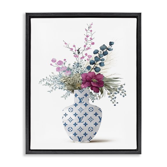 Stupell Industries Contemporary Fashion Brand Bouquet Black Floating Frame Canvas Art, 17 x 21, by Lil' Rue