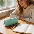 thumbnail image 4 of Lksixu Silicone Pencil Case, Large Capacity Solid Color Pencil Pouch with Zipper, Aesthetic Stationery Organizer, Waterproof & Lightweight Pencil Bag, Portable Travel Cosmetic Makeup Bag, 4 of 6