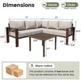 thumbnail image 5 of Poteban 6-Piece L-Shaped Outdoor Conversation  Set, Metal Sectional Sofa with 6" Thick Olefin Cushions, Wide Armrests & Coffee Table, Beige for Garden Backyard, 5 of 7