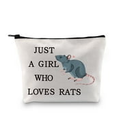 LEVLO Funny Rat Cosmetic BagAnimal Lover Gift Just A Girl Who Loves Rats Makeup Zipper Pouch Bag Rat Lover Gift For Women Girls