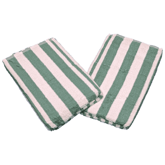 3 Pack Poolside Beach Pool Spa Towels Striped Jade/White 100% Ring Spun Cotton 30" x 70"
