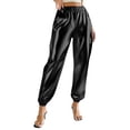thumbnail image 2 of Zorckvet Womens Drawstring High Waist Jogger Pants Sparkly Wide Leg Pants Trousers Fashion, 2 of 5