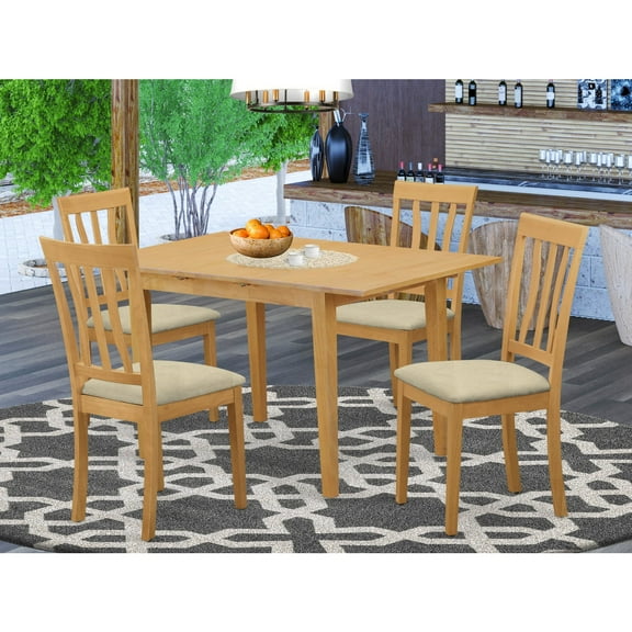 NOAN5-OAK-C 5 Pc Dining room set - Kitchen dinette Table and 4 Dining Chairs