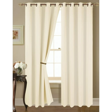 Empire Amber Solid Thermal Blackout Grommet Window Curtain Panel Set of Two (2) 84