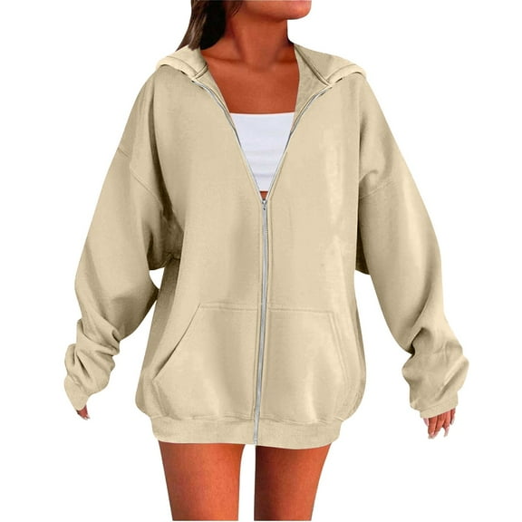 Gkeoshab Cardigan Sweaters for Women Womens Oversized Hoodies Fleece Sweatshirts Fall Fashion 2025 Pullover Sweaters Winter Clothes Beige L