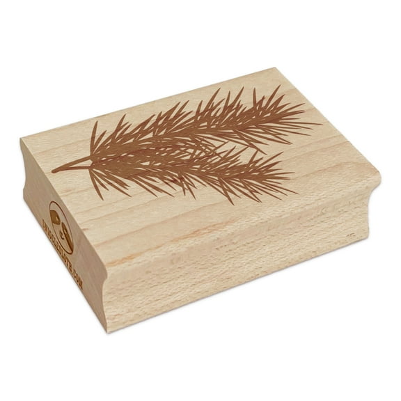 Pine Tree Branch Rectangle Rubber Stamp Stamping Scrapbooking Crafting - Small 1.7in