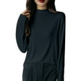 thumbnail image 1 of Dagugfen Blouses pour Femmes Manches Longues Col Rond Tricot Mince Léger Hauts Couleur Unie, 1 of 5
