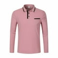 thumbnail image 4 of QUNYINEY Long Sleeve Tshirts Shirts for Men Solid Collared Casual Pink Tops Drop Shoulder Pullover Loose Button with Pocket T-Shirts, 4 of 9