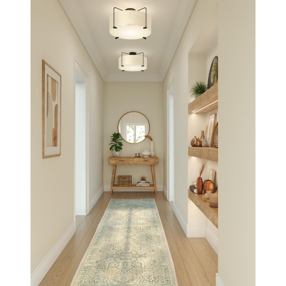 Open Box P350110-020-Progress Lighting-Kempsey - 11 Inch Height - Close-to-Ceiling Light - 3 Light - Flat Round Shade - Line Voltage-Antique Bronze Finish