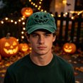 thumbnail image 6 of SYMOID Embroidered Pumpkin Face Dad Hat, Washed Cotton Adjustable Baseball Cap for Men Women Green Hats,Size Free Size, 6 of 6