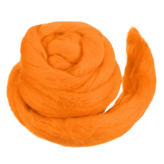 Wool Roving Yarn Soft Felting Wool 50g/1.76oz Pure Chunky Roving Yarn for Needle Felting Knitting Blanket Spinning Weaving Art DIY Craft Orange