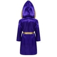 thumbnail image 2 of Doomiva Robe de Boxe pour Garçons Enfants Art Martial Muay Thai Uniforme Manches Longues Kick Boxe Robe à Capuche Tenues Violet 12, 2 of 7