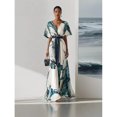 thumbnail image 5 of V-neck printed short-sleeved dress with thin rope detailing., 5 of 5