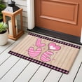 thumbnail image 4 of Area Rug 2 x 3 Ft, Happy Valentine's Day Indoor Accent Bathroom Rugs for Kitchen/Laundry Room, Love Heart Wood Pink Black Plaid Washable Non-Slip Runner Floor Mat for Entryway, Living Room, 4 of 8