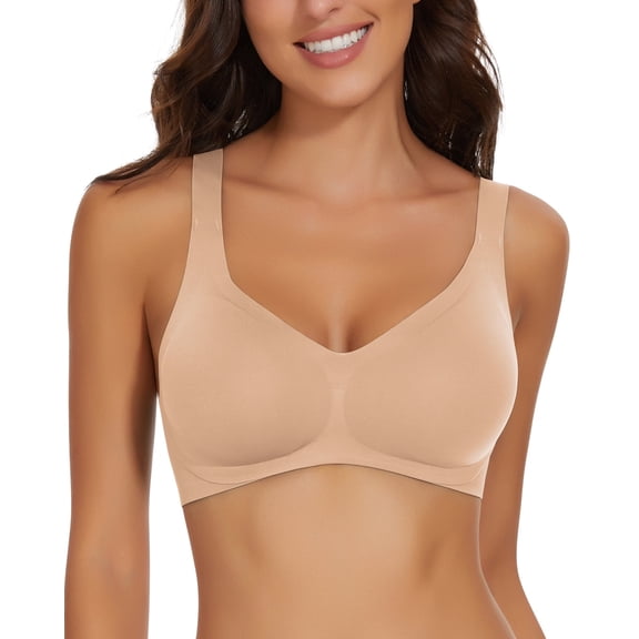 Cassie Liz Smoothing Wireless Bras for Women Comfort Seamless Bra Full Coverage Push Up Bra Adjustable Padded Bra