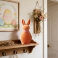 thumbnail image 5 of chaungfeng 1PCS Flocked Bunny Easter Decorations with Bow Ties, 5.91 Inch Pastel Rabbit Figurines for Easter Centerpieces, Spring Home Tabletop Shelf Decor & Seasonal Gift (Orange), 5 of 6