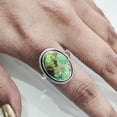 thumbnail image 4 of Natural Green Copper Turquoise Ring, Turquoise Ring, December Birthstone, Simple Band, 925 Sterling Silver, Womens Ring, Christmas, Thanksgiving, Handmade, Statement Jewelry, Natural Turquoise Ring, 4 of 6