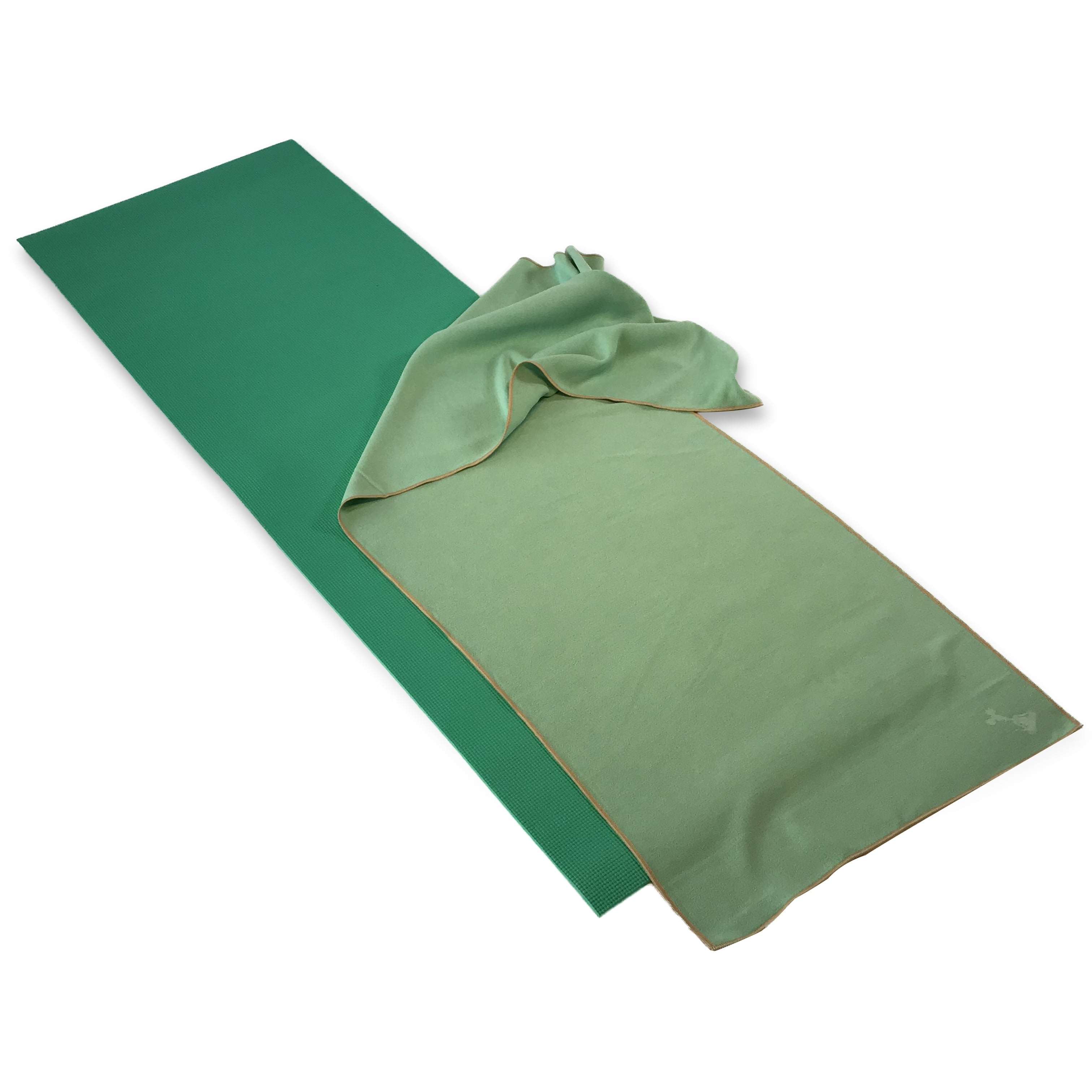 YogaRat RatMat Yoga Mat & Yoga Towel Set, Seafoam Mat and Seafoam/Tan