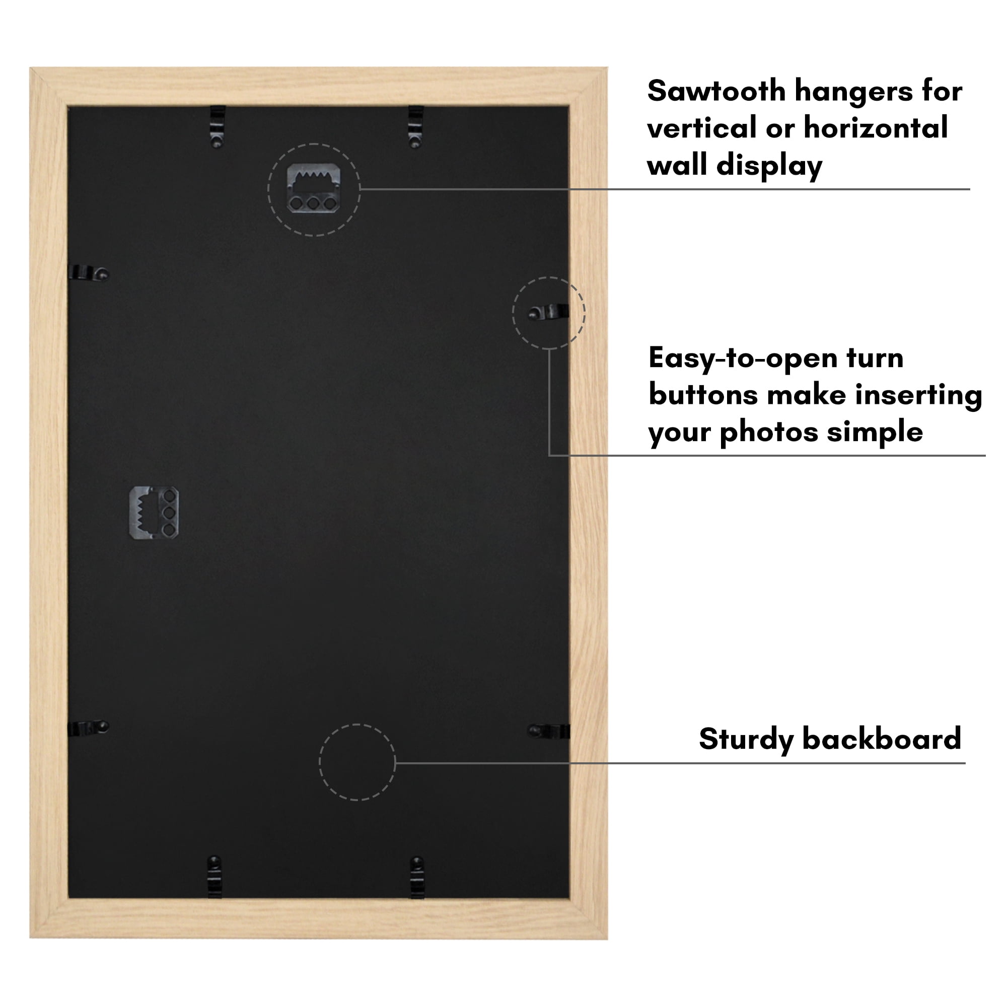 Americanflat 11x17 Picture Frame with Shatter-Resistant Glass with 8x12 Mat Display Photo Hudson - Natural Oak