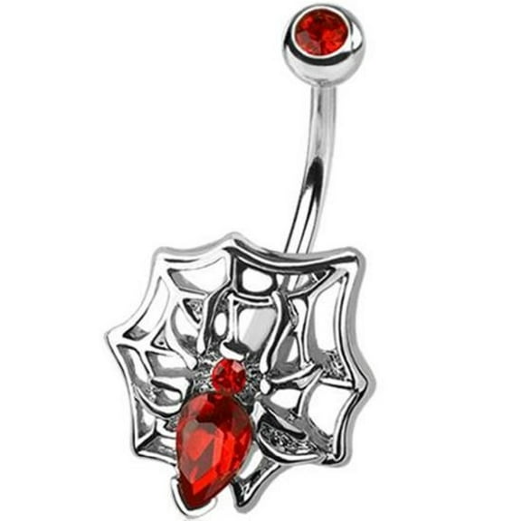 Belly Button Ring Navel Spider web CZ
