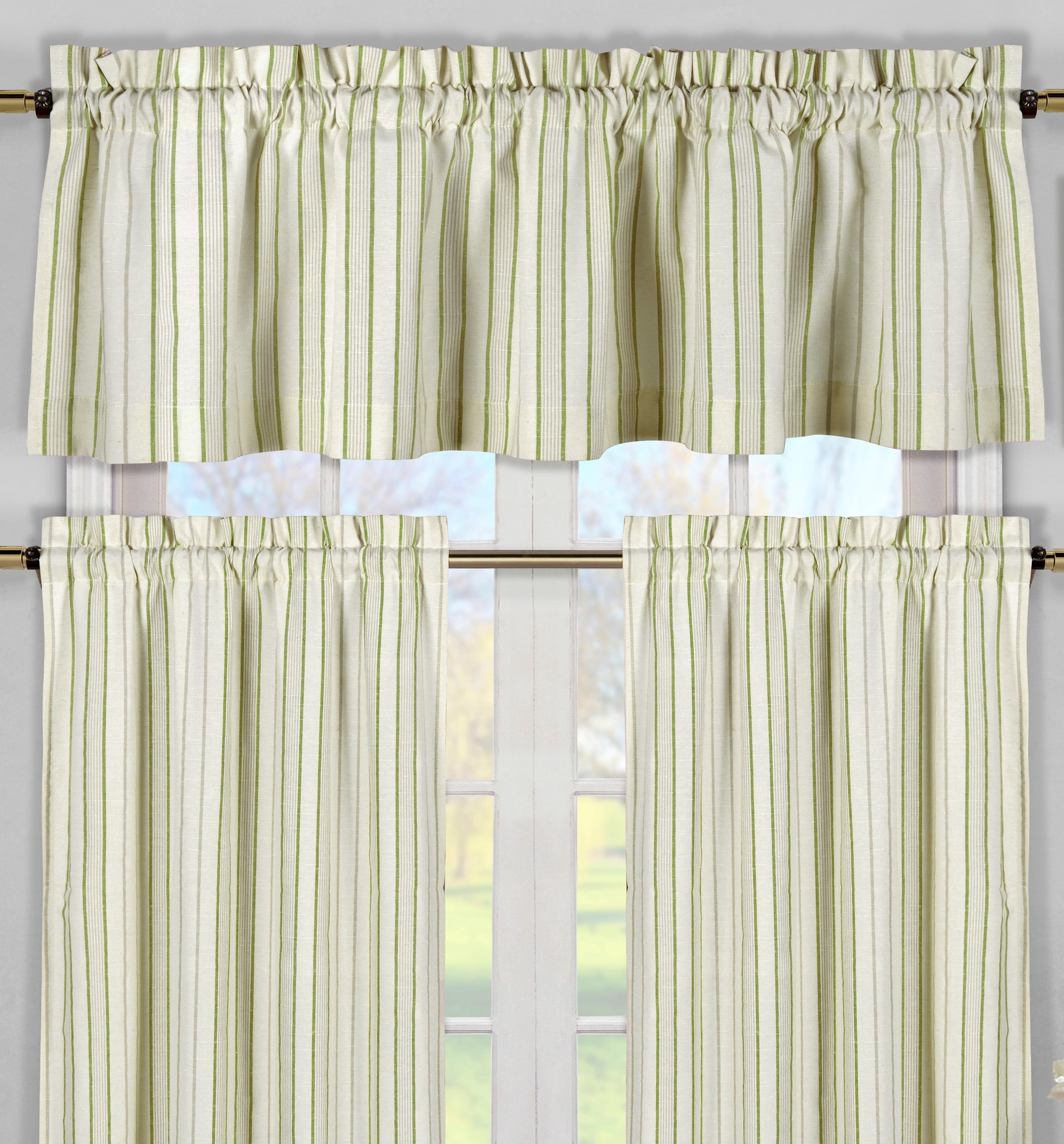 Xandra Stripe Kitchen Curtain & Tier Set