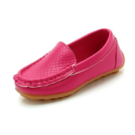 Generic Toddler Baby Girls Boys Soft Slip On Loafers Dress Flat Shoes Boat Shoes Casual Comfortable Breathable Shoes Autumn Winter Clothes for Home Outdoor Indoor4-4.5 Years Red