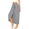 thumbnail image 5 of Baqcunre Casual Slit Wrap Asymmetrical Elastic High Waist Maxi Draped Solid Skirt Women'S Skirts Pleated Skirt Mini Skirt Women Clothing Skirts For Women,Color Grey,Size XL, 5 of 7