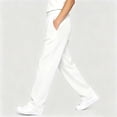 thumbnail image 7 of Lutiedan Sweatpants for Girls Wide Leg Athletic Workout Running Pants High Waisted Jogger Pants with Pockets,White,12-13 Years, 7 of 7